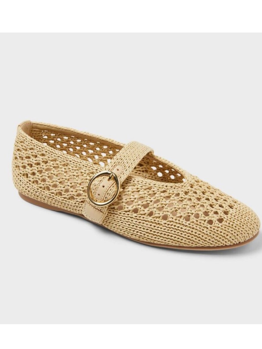 NWT Women's Sia Knit Woven Mary Jane Flats Universal Thread Beige khaki tan 6